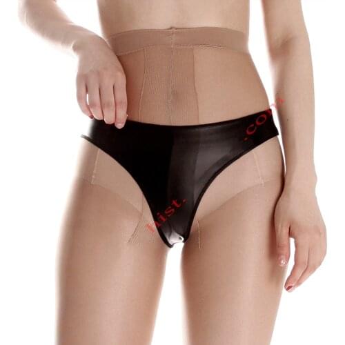 Sexy Underwear Dead Reservoir Water With Matte Elasticity PU Coated Patent Leather Pants Latex Ammonia Womens Triangle Thong