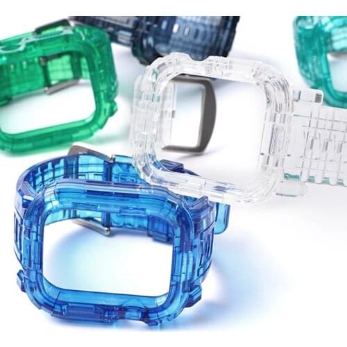 Case+Strap for Apple Watch Band 44 mm 40mm 42mm 38mm Soft Transparent Silicone Bracelet band iWatch series 5 4 3 42 38 40 44mm