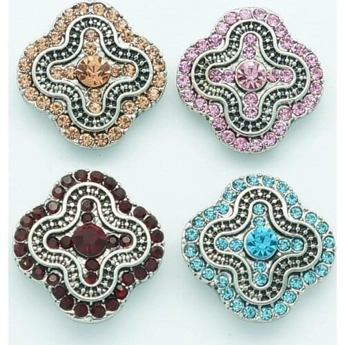 Fashion beauty Rhinestone Flowers pattern 20MM snap buttons fit snap bracelet snap jewelry wholesale KZ1214