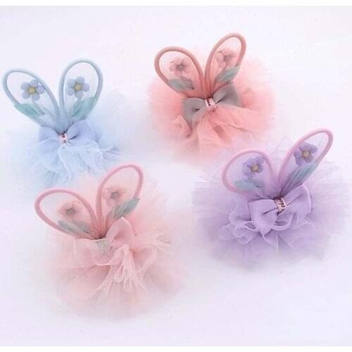 Pet dog jewelry cute rabbit ears children hairpin mesh top clip princess tiara baby hair accessories