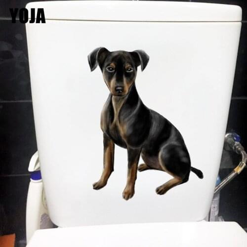 YOJA 18.7CM×24.8CM German Pinscher WC Toilet Sticker Home Room Wall Decoration Accessories T1-2575