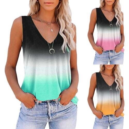 2021 Summer 2xl Plus Size Women Tank Tops Casual Sleeveless Gradient Print Top Fashion Large Size Women Streetwear Shirt Tops