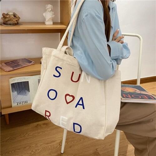 Hylhexyr Womens Canvas Tote Letter Printing Handbag Cotton Cloth Shopper Bag Casual Large Capacity Fashion Shoulder Bags