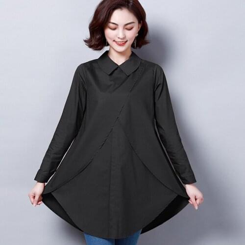 NYFS 2021 Spring Autumn Woman Blouses Single Breasted Solid temperament Shirts Women large Size Blouse M-4XL