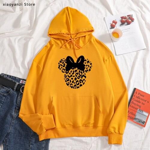 Leopard mouse head Print Women hoodies Cotton Casual Funny sweatshirts For Lady pullovers Hipster sportswear OT-1