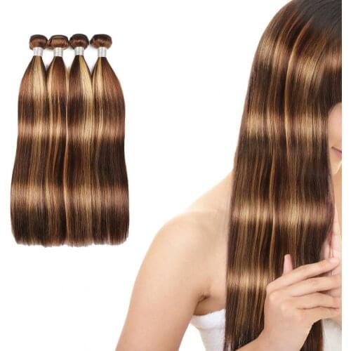 Women Wig Highlighting Lace Front Long Brown Color Wigs Female Human Hair Bundles Top Quality Braizlian Hair Weave Bundles