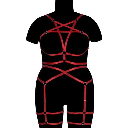 Body Pentagram Harness For Plump Women Fetish Accessories Cage Bdsm Bondage Plus Size Lingerie Set Punk Cosplay Sexy Costume