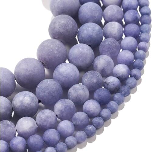 1strand/lot 4/6/8/10mm Matte Frosted Purple Chalcedony Stone Round Loose Spacer Beads For DIY Bracelet Jewelry Makings Supplies