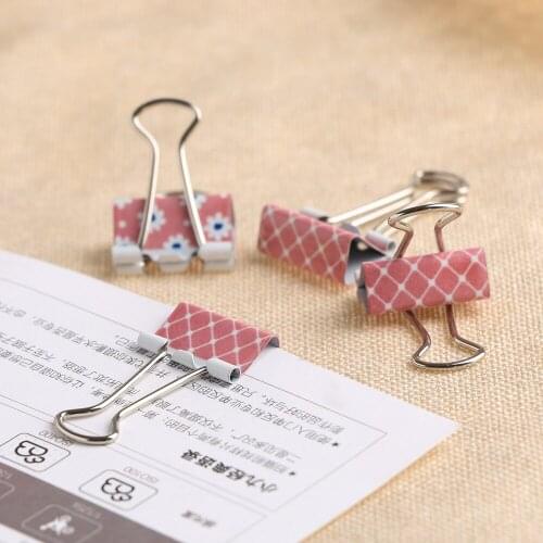 10PCS/lot Small Useful Printed Metal Paper Winder Binder Winders Desktop Bag Sealing Clamp Creative Student Supply School Cute