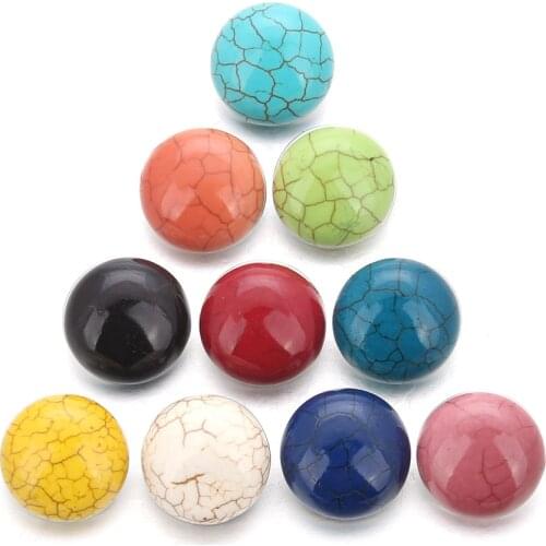 10pcs/lot Mix Colors metal press button 18mm stone diy snap button charm jewelry for women men