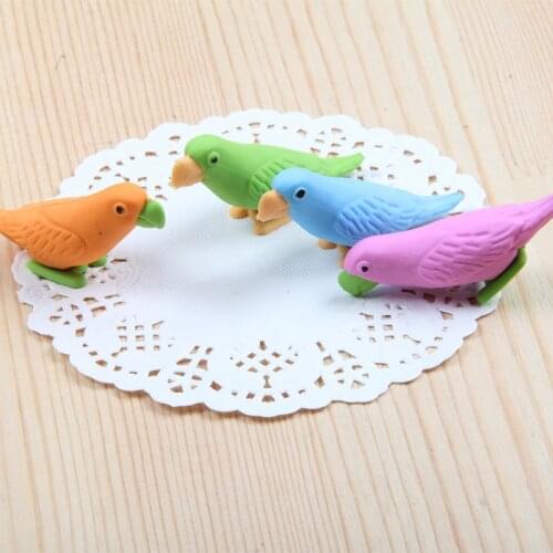 20 pcs Creative Cartoon Eraser Cute Parrot Eraser Children Stationery Gift Prize