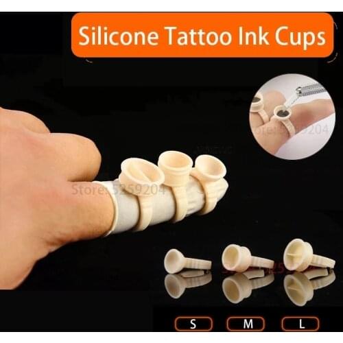3 Types 200pcs Silicone Tattoo Ink Ring Cup Divider Tattoo Pigment Ink Storage Cups Accesories For Eyebrow lip Permanent Makeup