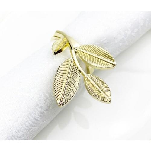 6pcs Metal Ginkgo Leaf Napkin Ring Napkin Button Napkin Ring Hotel Party Decoration