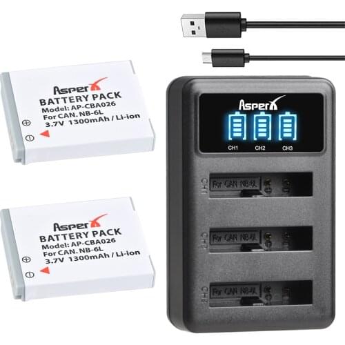 2Pcs NB-6L NB 6L NB-6LH Batteries + LED Dual USB Charger For Canon IXUS 310 SX240 SX275 SX280 SX510 SX500 HS 95 D10 S120 S200