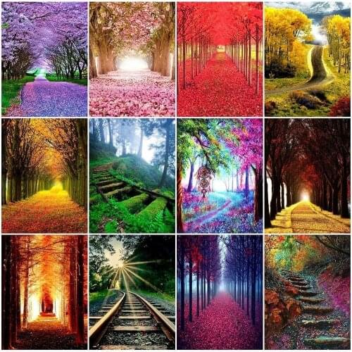 AZQSD Diamond Embroidery Tree Forest Mosaic Needlework 5D Diamond Painting Landscape Cross Stitch Rhinestones Home Decor Gift