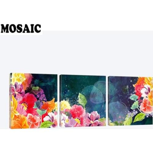 New images Diamond Painting Full Square/ Round Drill 3 piece Flowers 5D Diamond Mosaic Rhinestone Embroidery diamond with paint