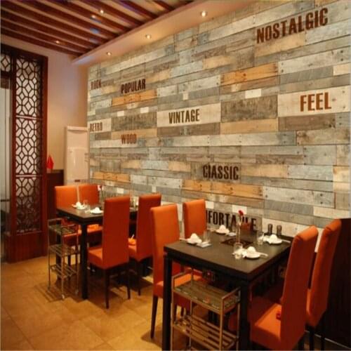 Beibehang 3D stereoscopic personality European and American wood grain board English letters background wall custom wallpaper