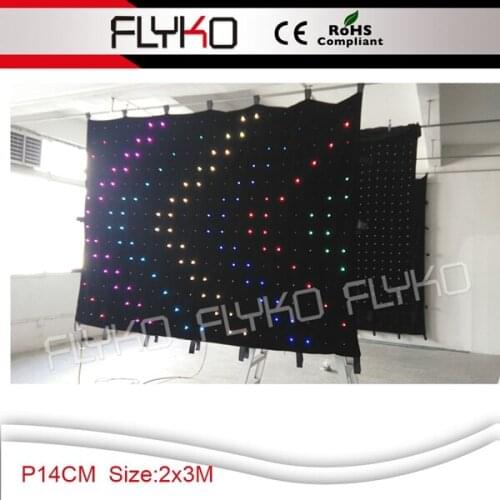 Free shipping 2m by 3m P140MM Flexible indoor led video curtain with PC controller, LED Backdrops for wedding,nightclub