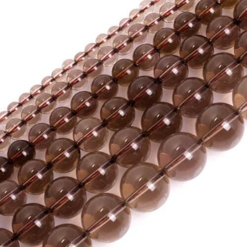 4-14mm AAA Natural Smoky Quartzs Beads Lingt Brown Round Loose DIY Beads For Jewelry Making beads Accessories 15'' Women Gift