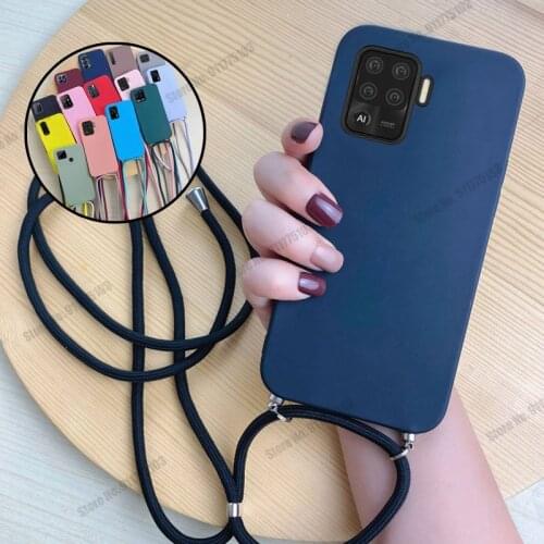 Case For Oppo A94 A54 A74 A35 A55 A93 A52 A72 A92S A8 A31 A91 A9 A5 A11X A11 Soft TPU Protective Crossbody Lanyard Strap Cover
