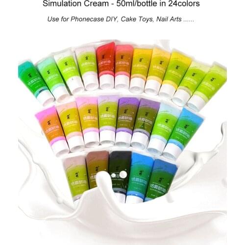 Enablefancy - 24 Colors 50ml Simulation Cream Glue Gel DIY Phone Case Cooking Cake Accessories Decor Mud Clay Handmade Kits Gift