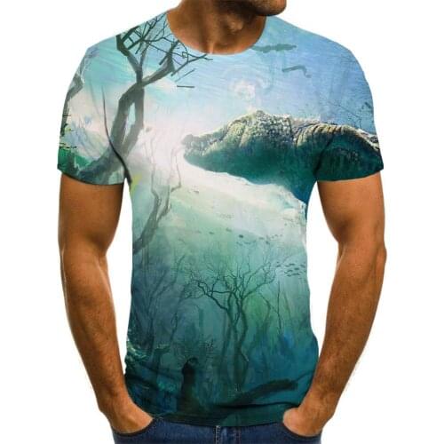 Giyu Brand Crocodile T shirt Men Animal Anime Clothes Tree T-shirts 3d Ocean Funny T shirts Short Sleeve Punk Rock Fashion Slim