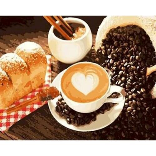 GATYZTORY Frame Bread Coffee Painting By Number DIY Gift Pictures By Numbers Cup Kits Hand Painted Painting Art Home Decor