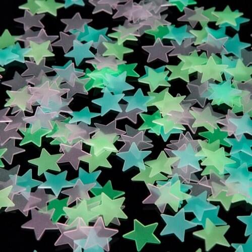100PC Kids Bedroom Fluorescent Glow In The Dark Stars Glow Wall Stickers Stars Luminous luminous glow sticker color