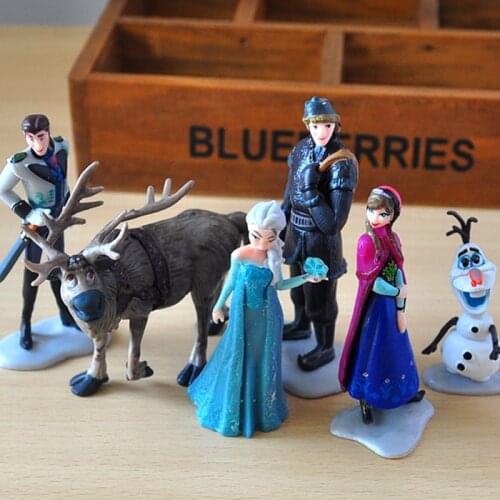 Disney Princess Toys 6pcs/Lot 5-11cm Frozen Snow Queen Elsa Anna Olaf Sven Kristoff Pvc Action Figure Doll For Kids Gift