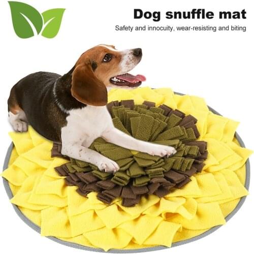 Pet Dog Interactive Toy Yellow Round Shape Sniffing Pad Washable Training Blanket Feeding Mats Dog Toys Supplies
