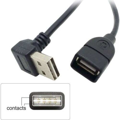 2 In 1 Combo Up + Down Angle 90 Degree USB 2.0 A Male to Female m/f Extension Cable 1M