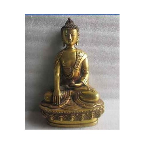 NICE CHINESE OLD 8.2 inch/The ancient Chinese sculpture gold-plated copper statue of Buddha had Garden Decoration Brass brass