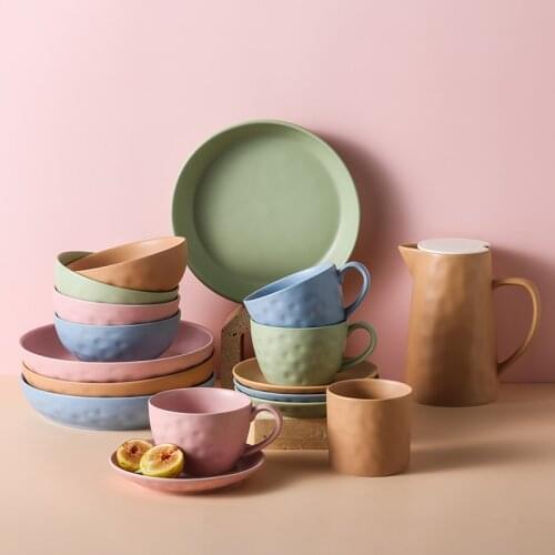 Nordic creative home dinner plates deepen large plates ceramic bowls and plates Japanese-style round matte daily tableware