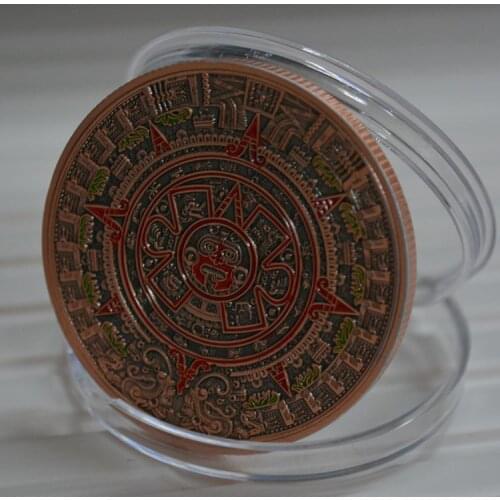 Mexico Mayan Embossed Commemorative Medal Gold-plated Three-dimensional Embossed Color Lacquer Commemorative Coin
