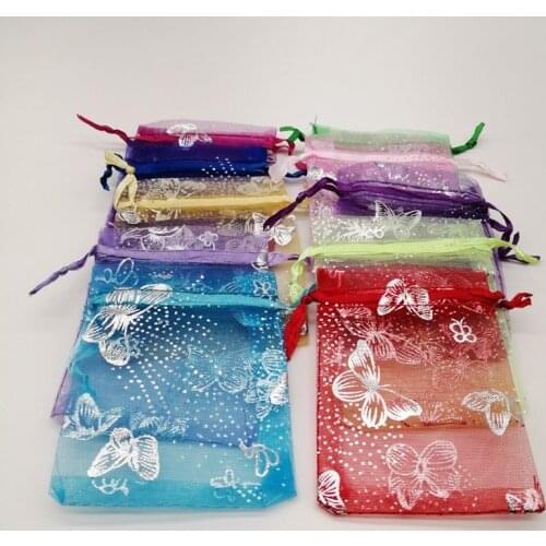100Pcs 15x20 17x23 20x30 Big Butterfly Organza Bags Butterfly Draw String Gift Bag for Jewelry Packing Bag Storage Display Pouch