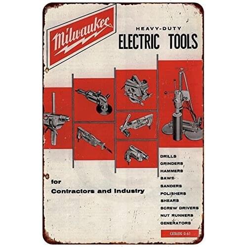 Metal reproduction sign of the AD from the kraze Milwaukee power tool workshop to order 8 x 12