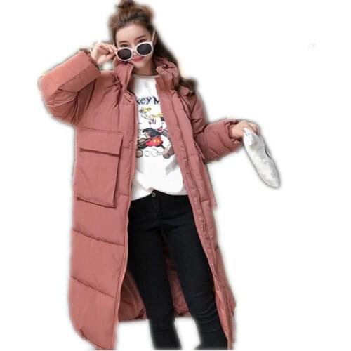 Fashion Women Parkas 2018 New Arrival Solid Slim Long Thicken For Womens Cotton Slim Down Parka With Warm Winter Jacket Q1002