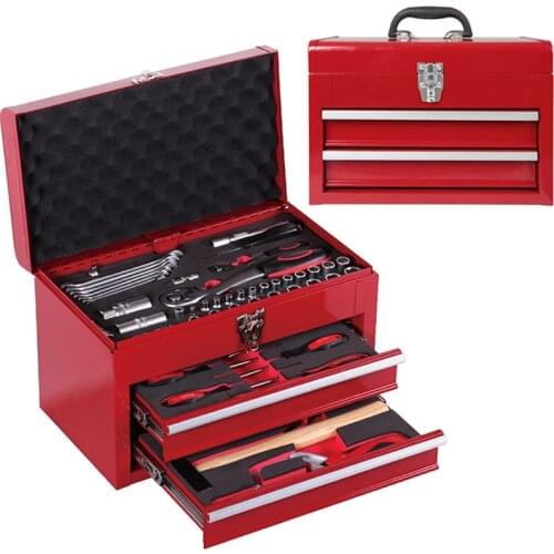 74-Piece Tool Set/Small Tool Cabinet/Socket, Portable Ratchet Wrench/Household Repair Tool Combination/Car Repair