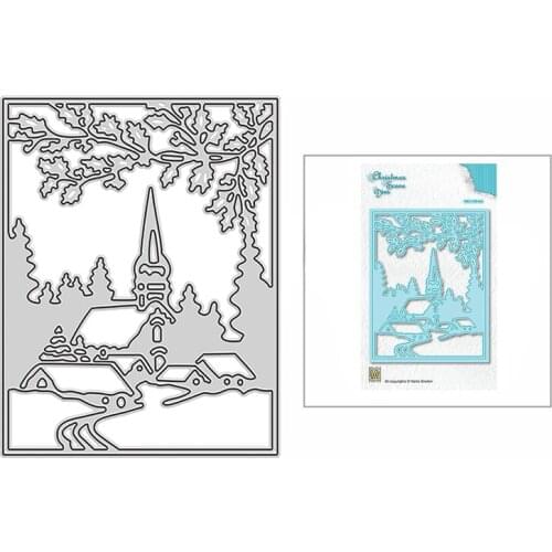 2021 New Church Building Tree Metal Cutting Dies for DIY Scrapbooking Decoration and Card Making Paper Craft Embossing No Stamps