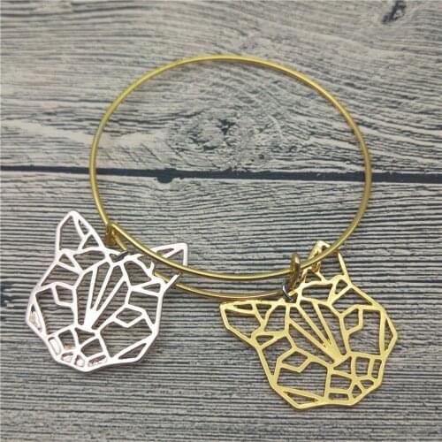 New Stainless Steel Origami Cat Bangles Cute Origami Cat Bangles Bracelets Fashion Animal Pet Jewellery
