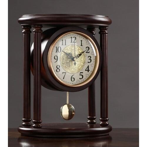 NEW LUXURY SOLID WOOD LARGE TABLE CLOCK PREMIUM EUROPEAN LIVING ROOM MUTE DESK CLOCK RETRO BEDROOM TABLE WATCH DECORATION GIFT