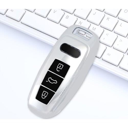 Soft TPU Car Key Cover Case Holder For Audi A6 A7 A8 C8 Q8 2018 2019 Auto Smart Remote Protection Shell Keychain Accessories