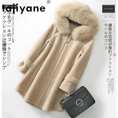 Women clothes winter 2021 real fur coat woman 100%wool jackets female fox fur collar hooded parkas abrigo mujer TN766