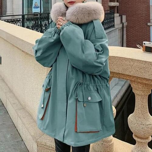 Winter 2021 New Loose Padded Parka Coat Velvet Fuzzy veste luxe feemme parka oversize mujer куртка женская теплая abrigos mujer