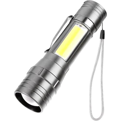 Mini Rechargeable LED Flashlight Use XPE + COB Lamp Beads Dual Light Design Built In Battery Used For Adventure, Camping, Etc