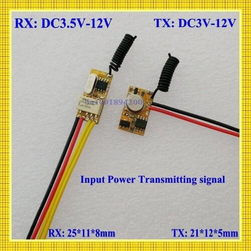 Power ON Transmitting Transmitter DC3.7V 5V 6V 9V 12V Mini Relay Receiver NO NC COM Learning Momentary Toggle TX RX PCB Lighting