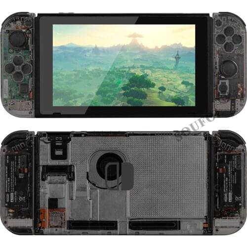 Transparent Grey Custom Soft Touch Grip Console Back Plate Controller Housing Shell with Full Set Button for Nintendo Switch