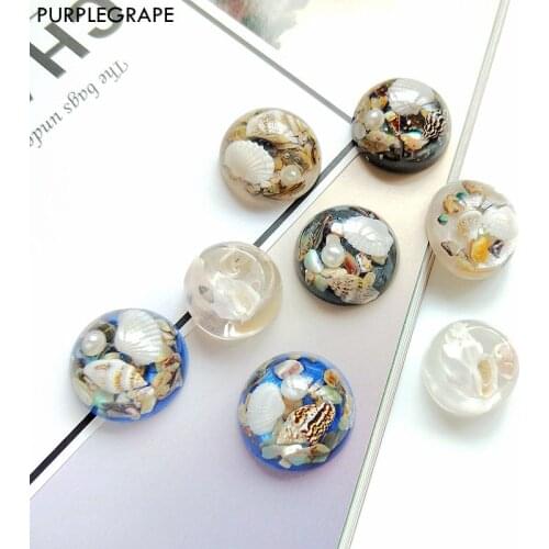 Resin shell diy jewelry hair accessories making material semicircle earring costume marine series conch souvenir 6pcs