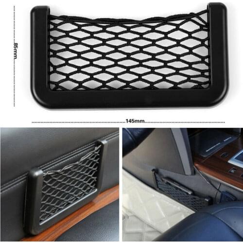 Car Interior Body Edge Elastic Net Storage Mesh Phone Holder Accessories Black