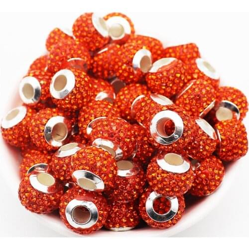 20Pcs Glass Spacer Crystal Large Hole European Beads Fit Pandora Charm Bracelet for DIY Jewelry Making Women Hair Accessories